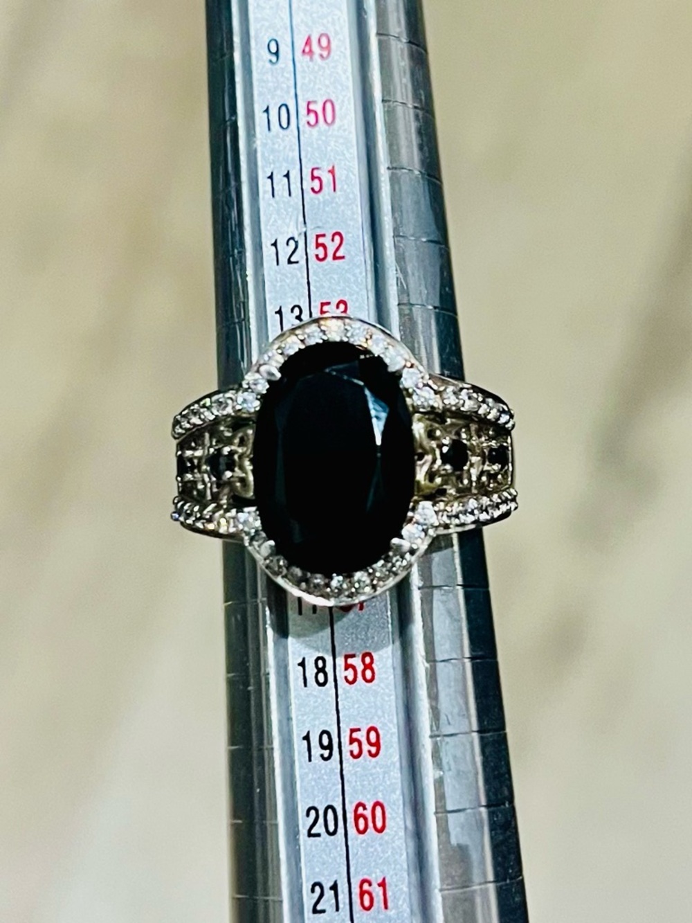 Vintage Sterling Silver Black Onyx Cocktail Ring DP 925 Size 7.25 - Picture 4 of 15